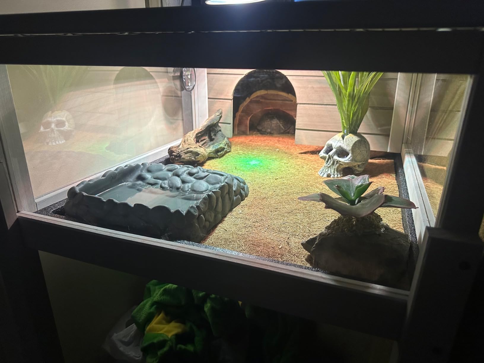 Tortoise Habitat Turtle Enclosure House With Detachable Legs, Wooden Indoor & Outdoor Reptile Cage For Small Animals With Leakpr